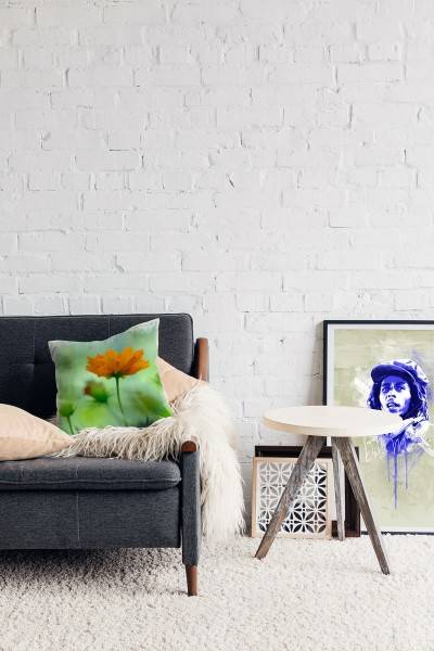 Paul Sinus Art Blumen, grün, orange, Blüte, unscharfer Hintergrund Deko Kissen 40x40cm für Couch Sofa Lounge Zierki Bis zu 65% Rabatt