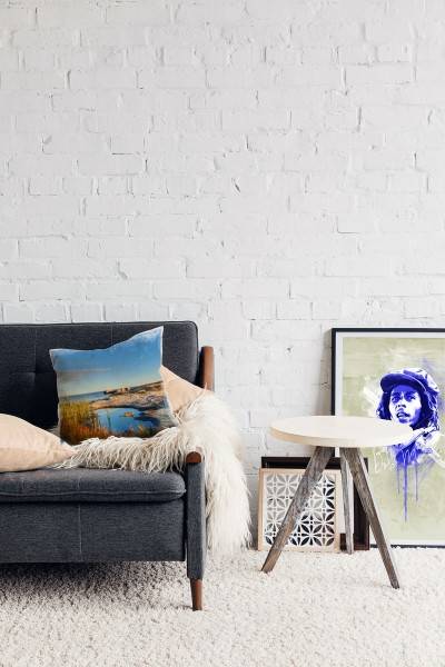 Paul Sinus Art Landschaft, blau, grün, Schweden, Sonnenuntergang Deko Kissen 40x40cm für Couch Sofa Lounge Zierki Nur für heute