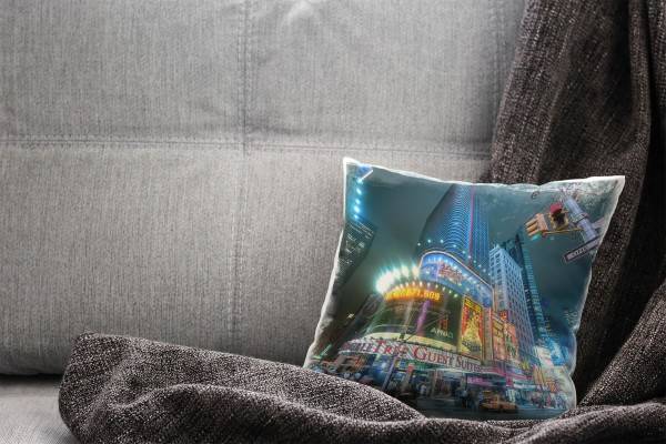 Paul Sinus Art Urban und City, bunt, New York, Times Square, Nachtleben Deko Kissen 40x40cm für Couch Sofa Lounge Z Sonderangebot der Fabrik