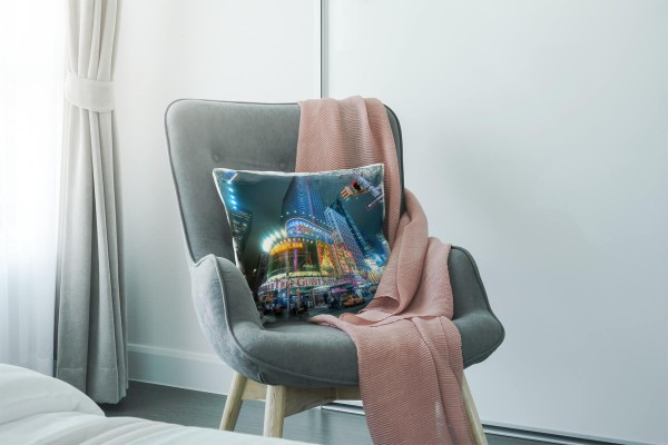 Paul Sinus Art Urban und City, bunt, New York, Times Square, Nachtleben Deko Kissen 40x40cm für Couch Sofa Lounge Z Sonderangebot der Fabrik