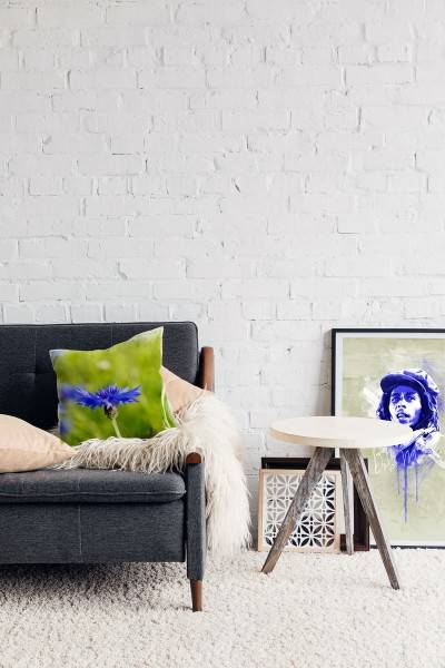 Paul Sinus Art Blumen, grün, blau, Kornblume Deko Kissen 40x40cm für Couch Sofa Lounge Zierkissen Vierteljährliche Förderung