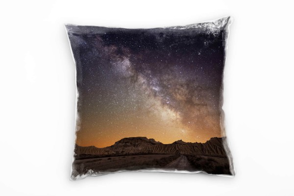Paul Sinus Art Natur, braun, Milchstraße, Berge, Nacht Deko Kissen 40x40cm für Couch Sofa Lounge Zierkissen