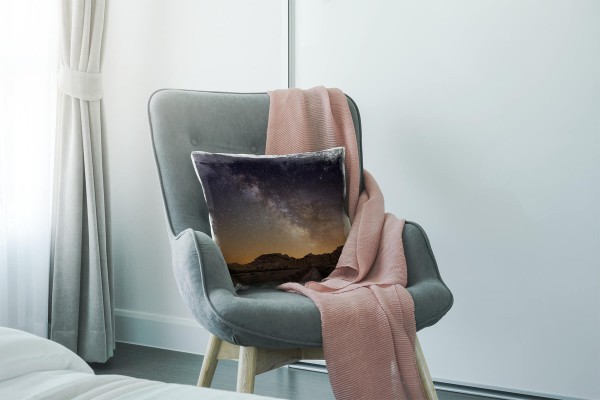 Paul Sinus Art Natur, braun, Milchstraße, Berge, Nacht Deko Kissen 40x40cm für Couch Sofa Lounge Zierkissen Clearance-Verkauf