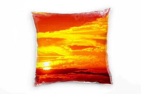 Paul Sinus Art Landschaft, orange, rot, Sonnenuntergang Deko Kissen 40x40cm für Couch Sofa Lounge Zierkissen