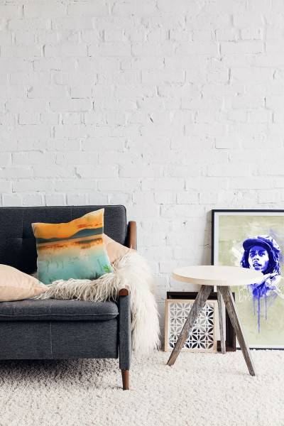 Paul Sinus Art Seen, blau, orange, Sonnenuntergang, Berge Deko Kissen 40x40cm für Couch Sofa Lounge Zierkissen Black Friday Preise