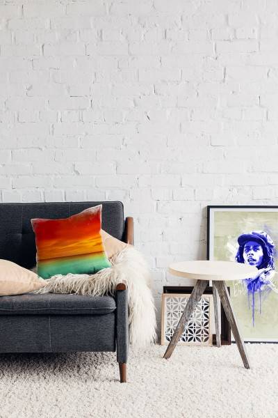 Paul Sinus Art Meer, rot, türkis, Sonnenuntergang Deko Kissen 40x40cm für Couch Sofa Lounge Zierkissen 50% Rabatt für begrenzte Zeit