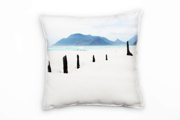Paul Sinus Art Strand und Meer, beige, türkis, braun, Berge und Sand Deko Kissen 40x40cm für Couch Sofa Lounge Zier Rabatte dieses Monats