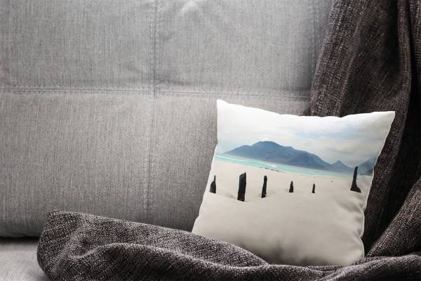 Paul Sinus Art Strand und Meer, beige, türkis, braun, Berge und Sand Deko Kissen 40x40cm für Couch Sofa Lounge Zier Rabatte dieses Monats