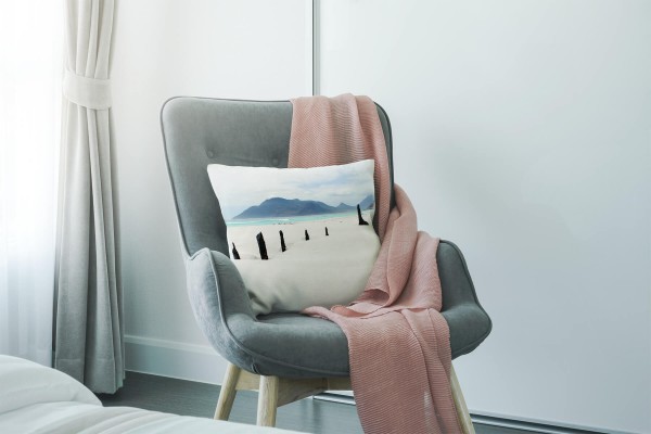 Paul Sinus Art Strand und Meer, beige, türkis, braun, Berge und Sand Deko Kissen 40x40cm für Couch Sofa Lounge Zier Rabatte dieses Monats
