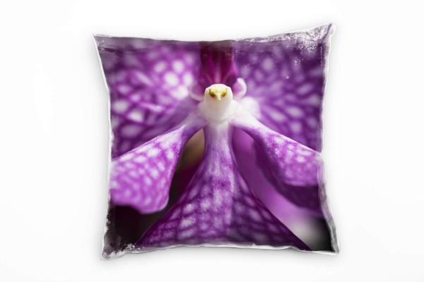 Paul Sinus Art Macro, Blumen, lila, Orchidee Deko Kissen 40x40cm für Couch Sofa Lounge Zierkissen