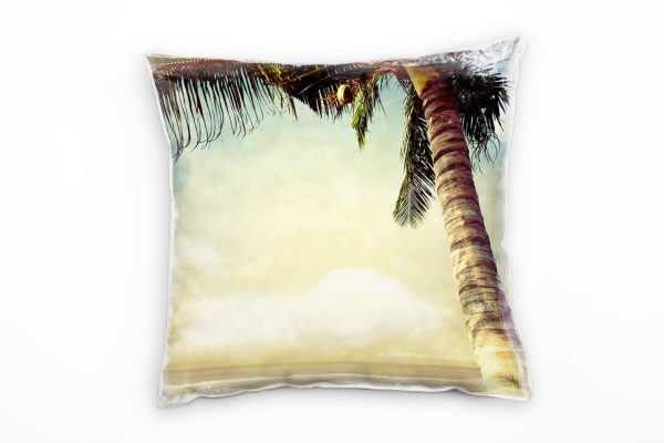 Paul Sinus Art Strand und Meer, gelb, blau, grün, Palme Deko Kissen 40x40cm für Couch Sofa Lounge Zierkissen