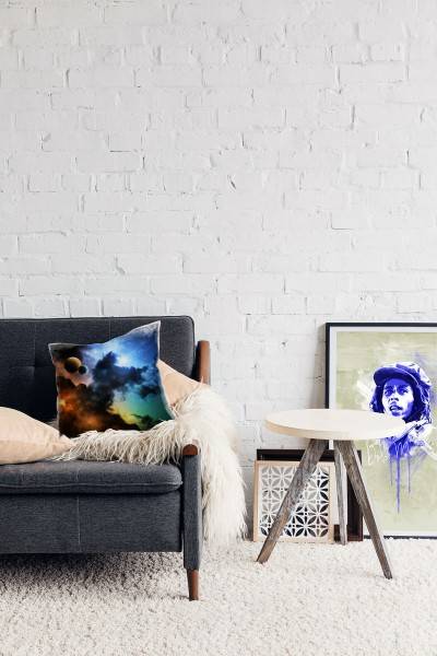 Paul Sinus Art Abstrakt, orange, blau, Universum Deko Kissen 40x40cm für Couch Sofa Lounge Zierkissen Auslauf