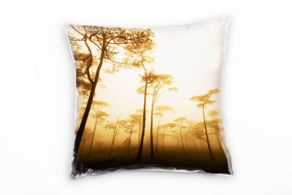Paul Sinus Art Natur, sepia, Wald im Nebel, Thailand Deko Kissen 40x40cm für Couch Sofa Lounge Zierkissen
