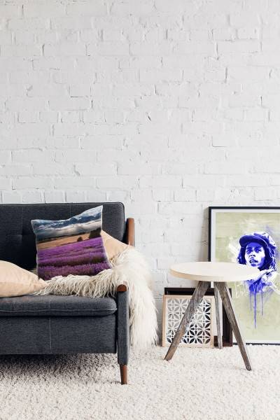 Paul Sinus Art Landschaft, Blumen, lila, blau, braun, Lavendelfeld Deko Kissen 40x40cm für Couch Sofa Lounge Zierki Günstiger Verkauf