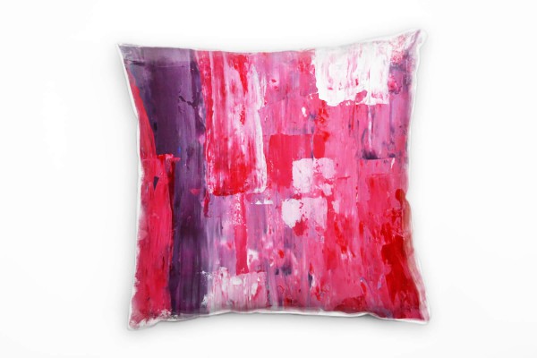 Paul Sinus Art Abstrakt, pink, lila, weiß, Striche, gemalt Deko Kissen 40x40cm für Couch Sofa Lounge Zierkissen
