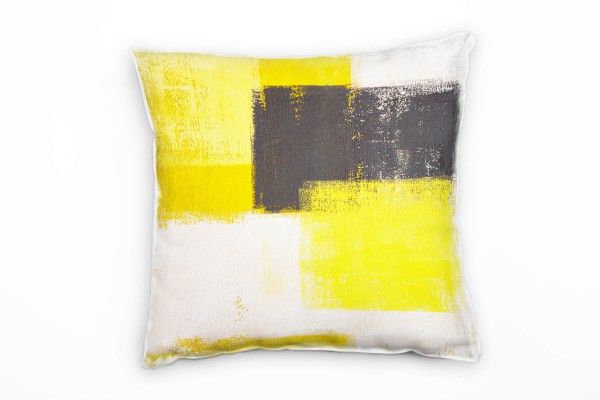 Paul Sinus Art Abstrakt, gelb, weiß, grau, Rechtecke, gemalt Deko Kissen 40x40cm für Couch Sofa Lounge Zierkissen Meist gekauft