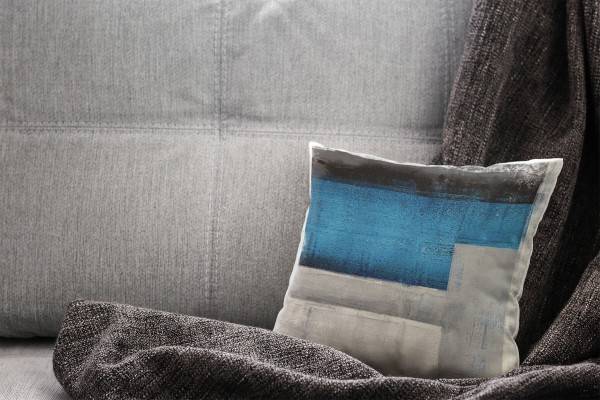 Paul Sinus Art Abstrakt, blau, weiß, schwarz, Flächen, gemalt Deko Kissen 40x40cm für Couch Sofa Lounge Zierkissen Blitzverkäufe