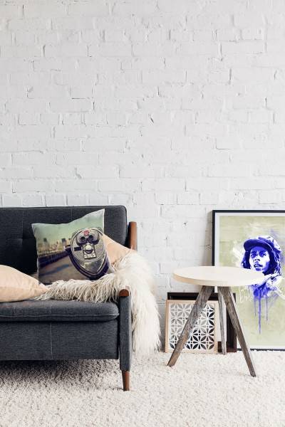 Paul Sinus Art Urban und City, braun, blau, New York, Fernglas Deko Kissen 40x40cm für Couch Sofa Lounge Zierkissen Fabrik Onlineshop