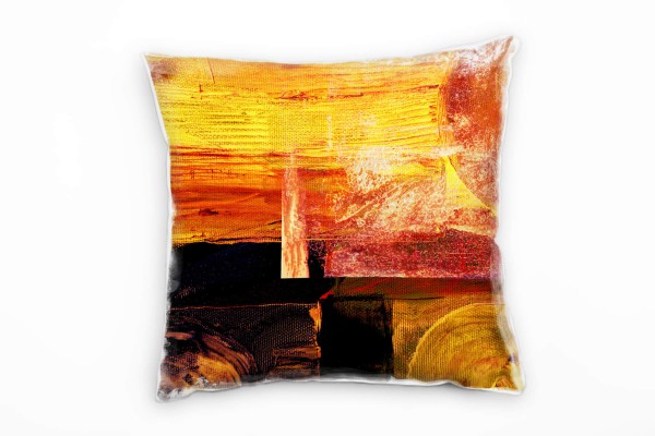 Paul Sinus Art Abstrakt, gold, rot, schwarz, gemalt, Striche, Kreise Deko Kissen 40x40cm für Couch Sofa Lounge Zier
