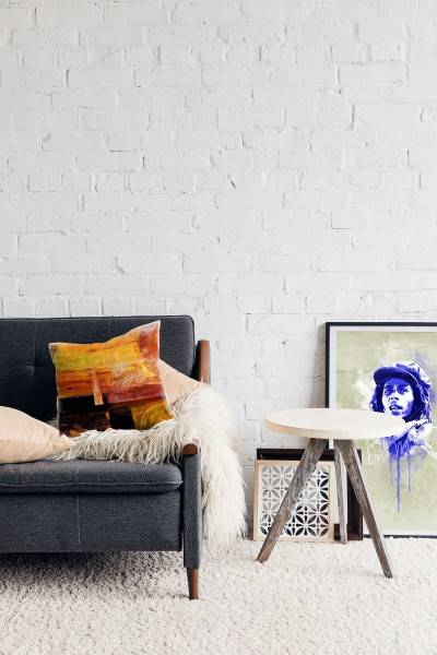 Paul Sinus Art Abstrakt, gold, rot, schwarz, gemalt, Striche, Kreise Deko Kissen 40x40cm für Couch Sofa Lounge Zier Sonderangebot