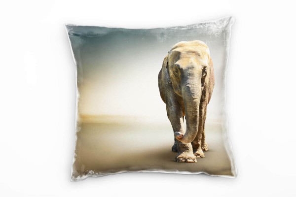 Paul Sinus Art Tiere, braun, grau, Elefant Deko Kissen 40x40cm für Couch Sofa Lounge Zierkissen