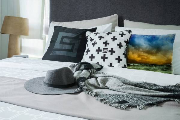 Paul Sinus Art Meer, blau, orange, grün, Wellen, Wolken Deko Kissen 40x40cm für Couch Sofa Lounge Zierkissen Günstig kaufen