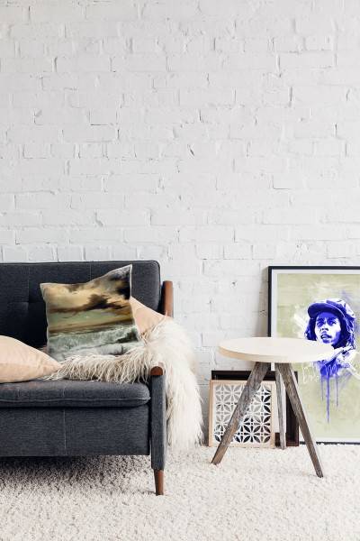 Paul Sinus Art Strand und Meer, blau, orange, überschlagende Welle Deko Kissen 40x40cm für Couch Sofa Lounge Zierki Begrenztes Angebot