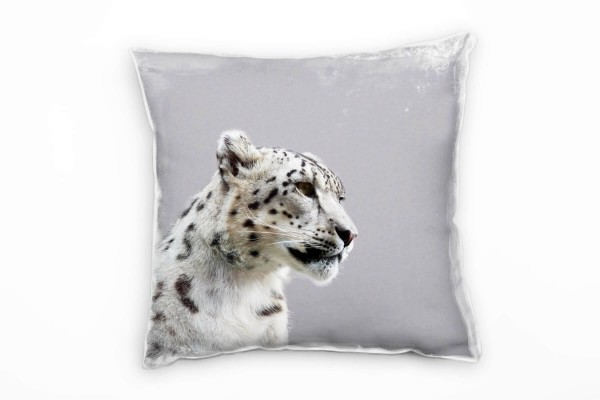 Paul Sinus Art Tiere, schwarz, weiß, junger Schneeleopard Deko Kissen 40x40cm für Couch Sofa Lounge Zierkissen Preisnachlass