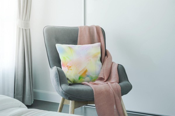Paul Sinus Art Blumen, bunt Pastellfarben, Unscharf Deko Kissen 40x40cm für Couch Sofa Lounge Zierkissen Black Friday