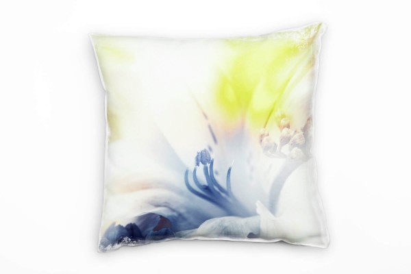 Paul Sinus Art Blumen, grün, blau, Pastellfarben, Nah Deko Kissen 40x40cm für Couch Sofa Lounge Zierkissen