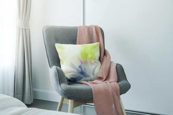 Paul Sinus Art Blumen, grün, blau, Pastellfarben, Nah Deko Kissen 40x40cm für Couch Sofa Lounge Zierkissen Cyber Monday