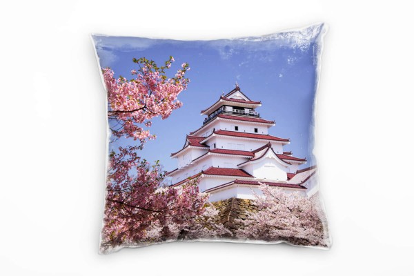 Paul Sinus Art Urban, rosa, blau, Kirschblüten, Japan, Castle Deko Kissen 40x40cm für Couch Sofa Lounge Zierkissen Osterangebot