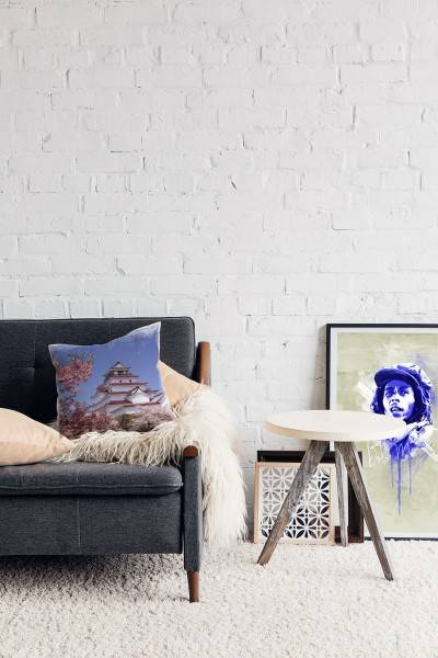 Paul Sinus Art Urban, rosa, blau, Kirschblüten, Japan, Castle Deko Kissen 40x40cm für Couch Sofa Lounge Zierkissen Osterangebot