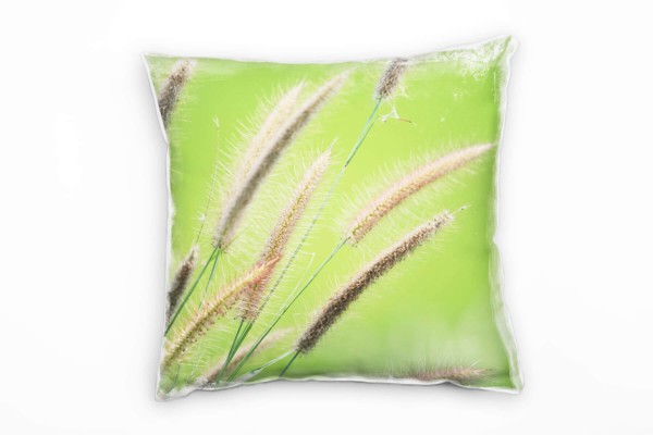 Paul Sinus Art Natur, grün, braun, Schilf Deko Kissen 40x40cm für Couch Sofa Lounge Zierkissen