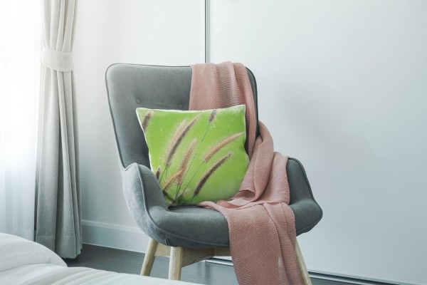 Paul Sinus Art Natur, grün, braun, Schilf Deko Kissen 40x40cm für Couch Sofa Lounge Zierkissen Vatertagsangebot