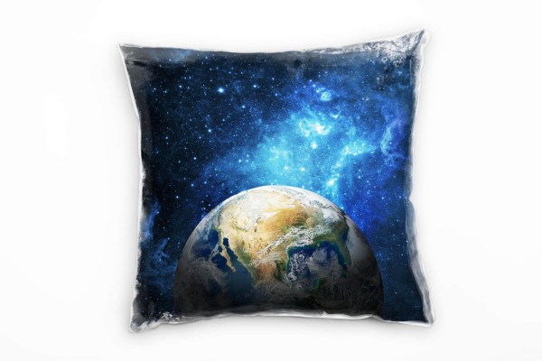 Paul Sinus Art Natur, Abstrakt, blau, braun, Erde, Universum Deko Kissen 40x40cm für Couch Sofa Lounge Zierkissen