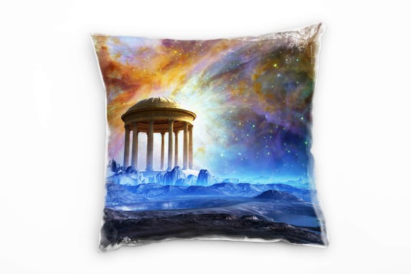 Paul Sinus Art Abstrakt, braun, blau, Universum, Fantasie, Tempel Deko Kissen 40x40cm für Couch Sofa Lounge Zierkis Neueste Mode