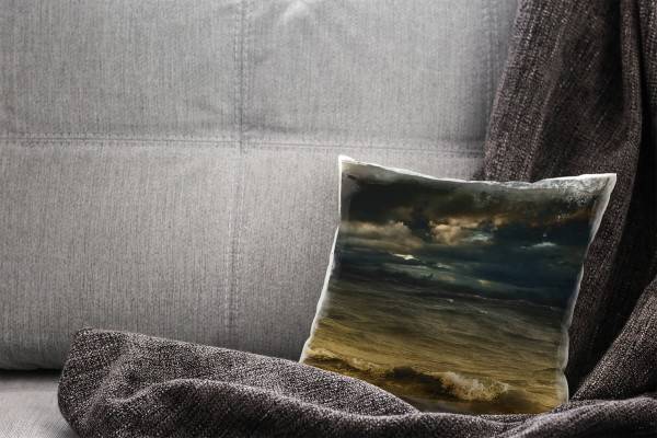 Paul Sinus Art Meer, braun, schwarz, Wellen, Wolken Deko Kissen 40x40cm für Couch Sofa Lounge Zierkissen Online Outlet
