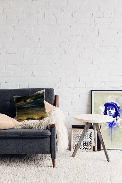 Paul Sinus Art Meer, braun, schwarz, Wellen, Wolken Deko Kissen 40x40cm für Couch Sofa Lounge Zierkissen Online Outlet