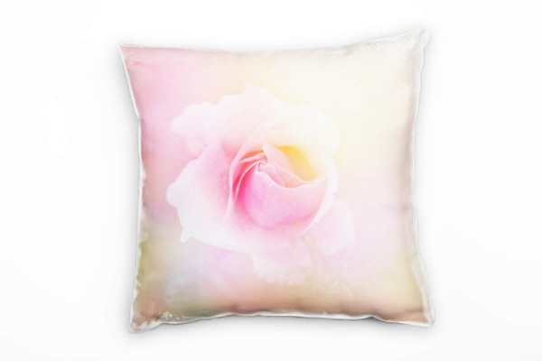 Paul Sinus Art Blumen, rosa, Pastellfarben, Rosa Deko Kissen 40x40cm für Couch Sofa Lounge Zierkissen