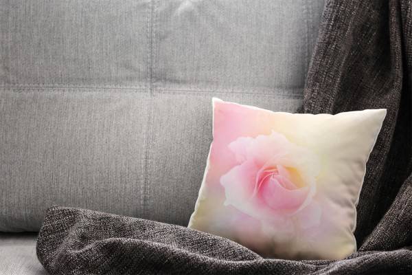 Paul Sinus Art Blumen, rosa, Pastellfarben, Rosa Deko Kissen 40x40cm für Couch Sofa Lounge Zierkissen Exklusive Angebote