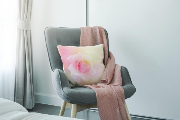 Paul Sinus Art Blumen, rosa, Pastellfarben, Rosa Deko Kissen 40x40cm für Couch Sofa Lounge Zierkissen Exklusive Angebote